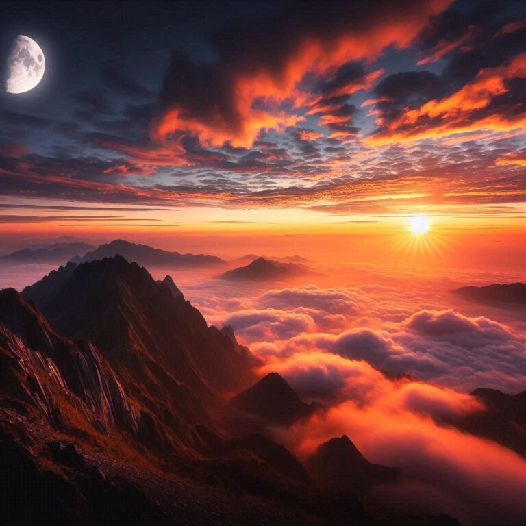 Il tramonto del sole e il sorgere della luna in contemporanea 1 Tramonto del sole e sorgere della luna