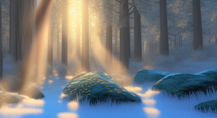 La magia dei raggi del sole nel bosco nebbioso 2 La magia dei raggi del sole nel bosco nebbioso